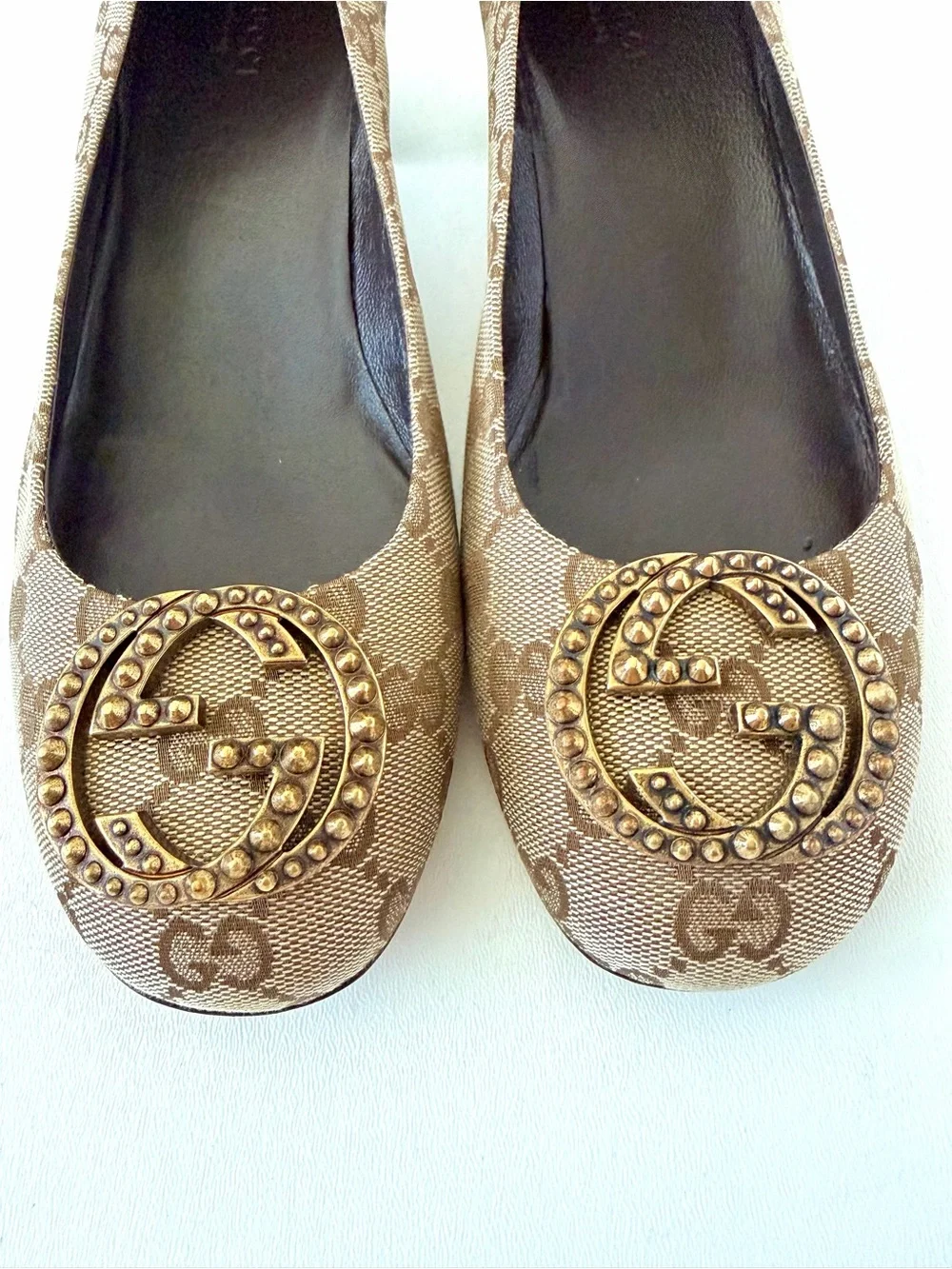 GUCCI | GG Monogram Canvas Interlocking G Block Heel Office Work Pumps EU 39